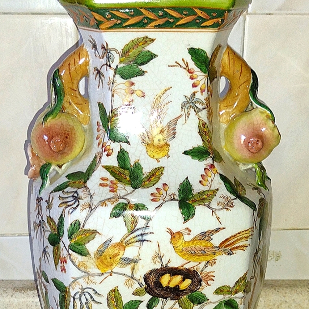 Chinese Vase w/Pheasants and Pomegranates